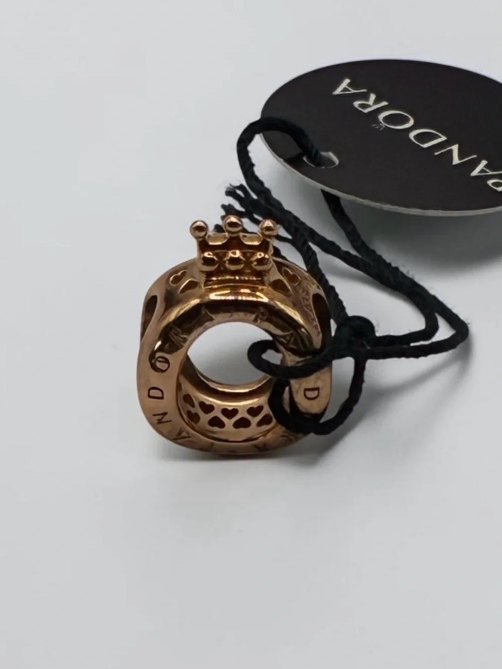 Authentic Pandora Rose Gold Crown O Charm with Box & Tag